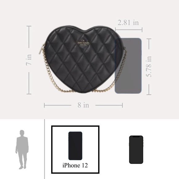 kate spade NWT! Love Shack Black Quilted Heart Crossbody Purse - Picture 6 of 9